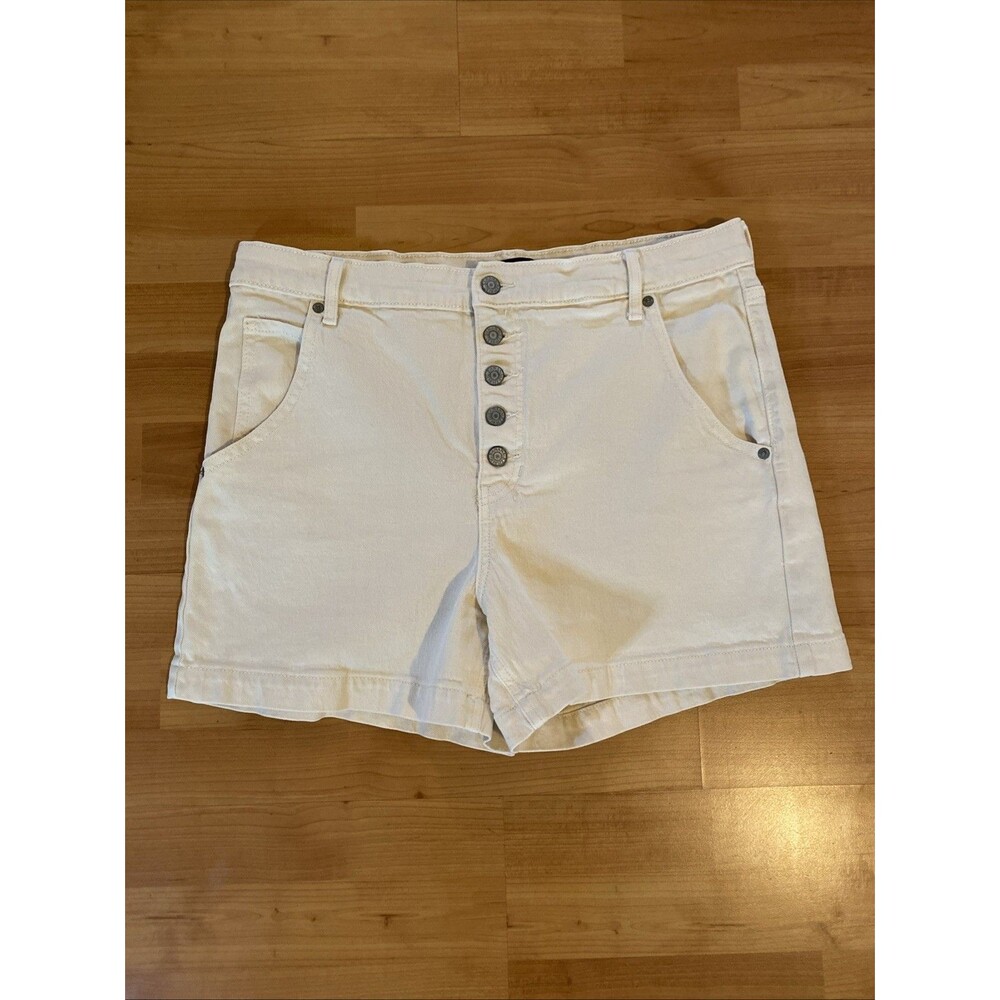 Banana‎ Republic Size 31/12 Ecru Ivory Button Fly 4" High Rise Shorts Women's